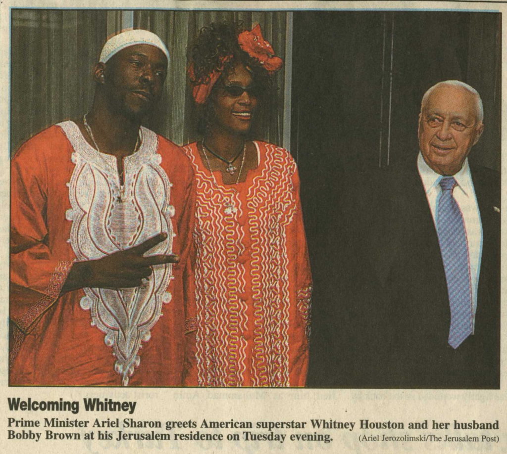 Bobby Brown, Whitney Houston and Ariel Sharon in Israel